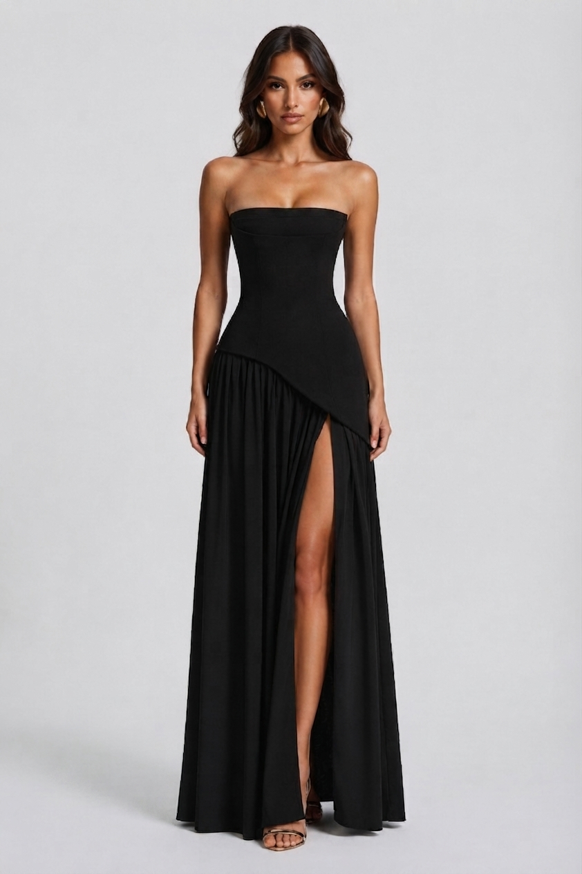 Vestido Victoria Largo de Noche con Drapeado