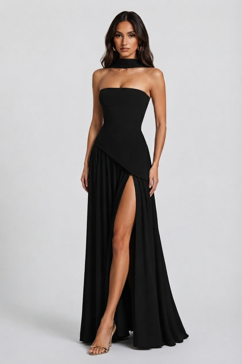 Vestido Victoria Largo de Noche con Drapeado