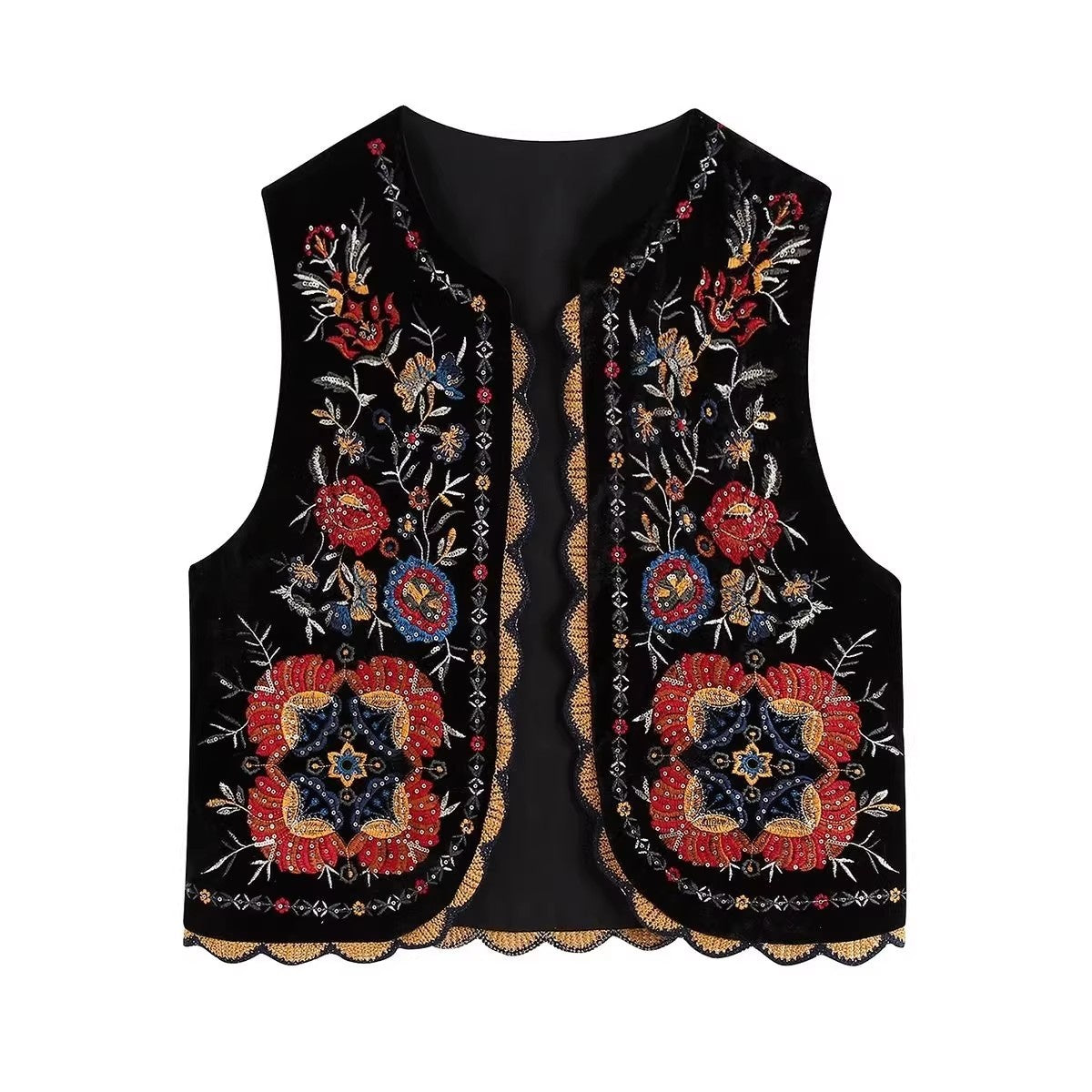 Chaleco Bordado Boho para Mujer con Estampado Floral