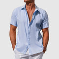 Camisa de Lino Texturizada Manga Corta para Hombre