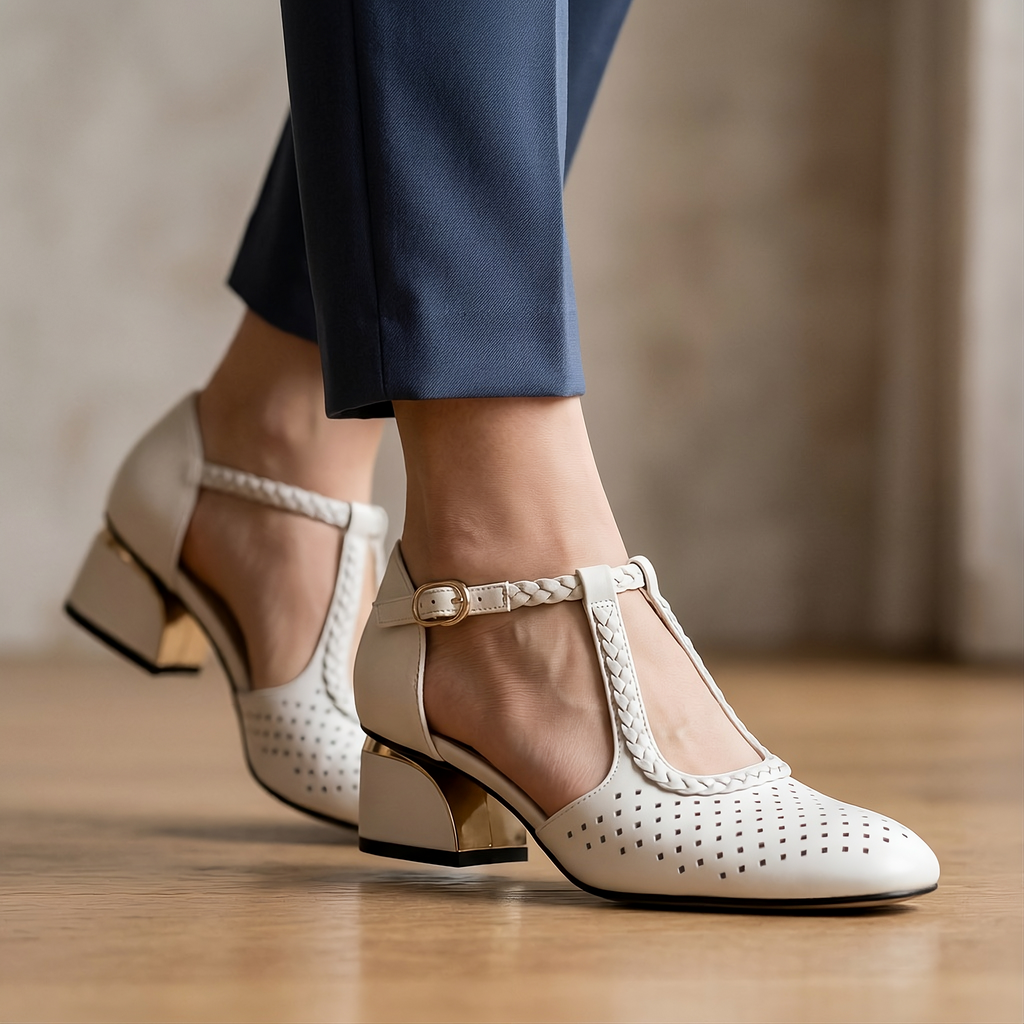 Tacones de Piel con Tira en T Vila Olímpica