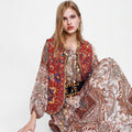 Chaleco Largo Boho para Mujer con Estampado Paisley y Escote en V