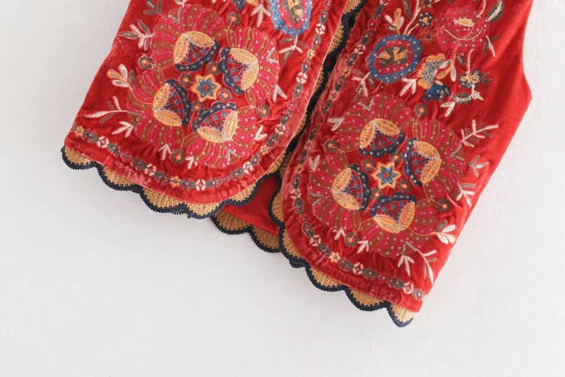 Chaleco Largo Boho para Mujer con Estampado Paisley y Escote en V