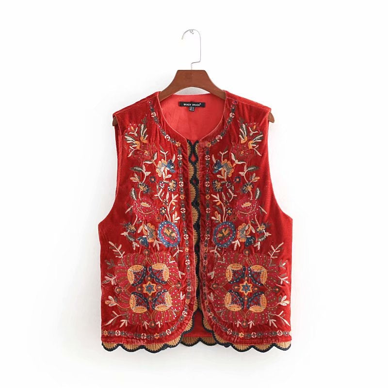 Chaleco Largo Boho para Mujer con Estampado Paisley y Escote en V