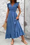 Vestido Olivia Largo con Volantes y Escote en V