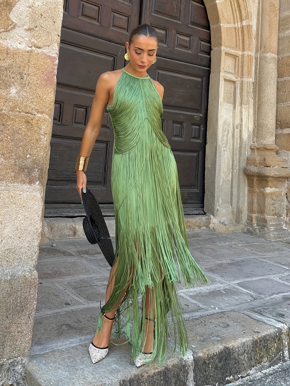 Vestido Aitana Largo de Fiesta con Flecos