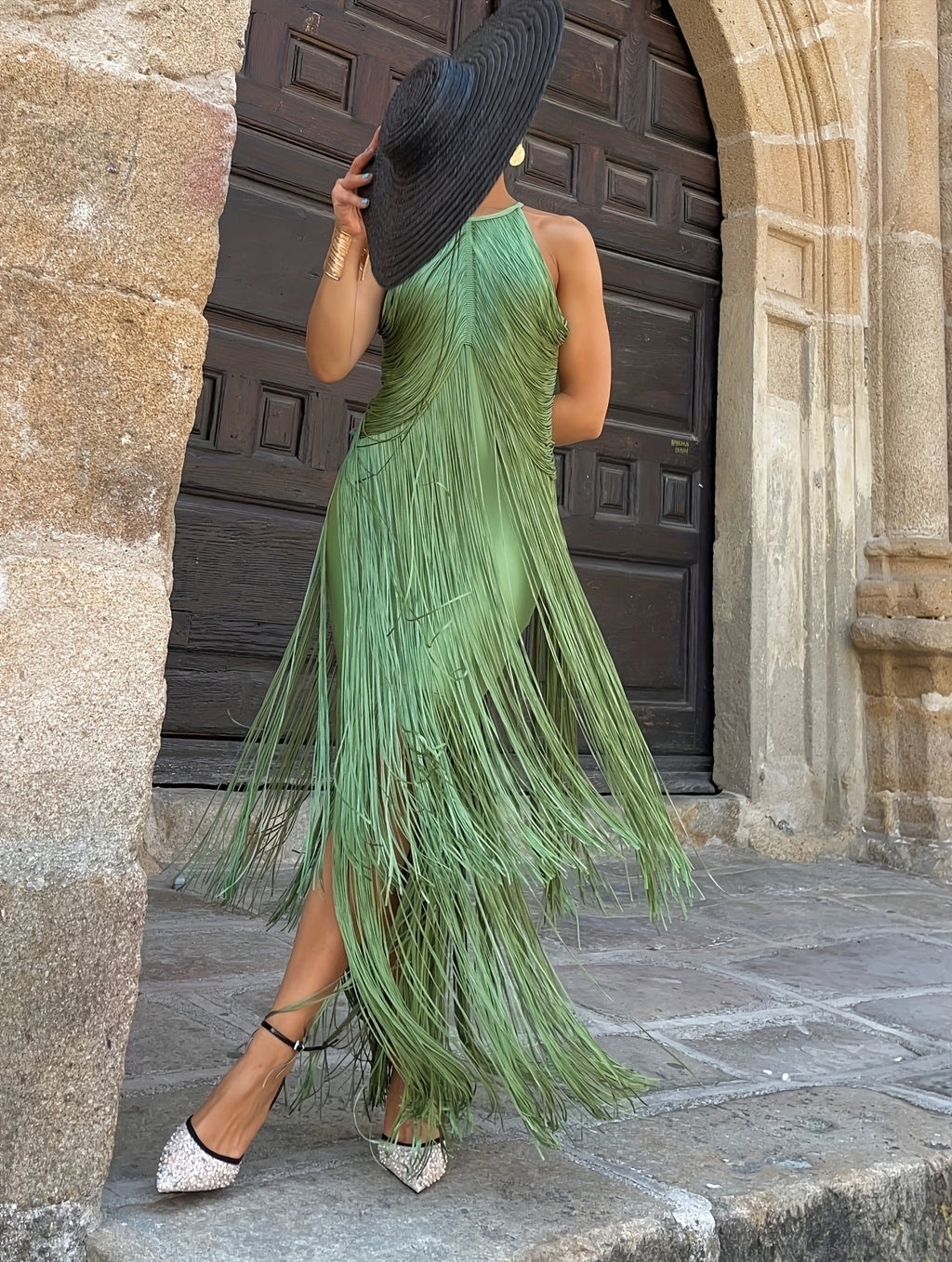Vestido Aitana Largo de Fiesta con Flecos